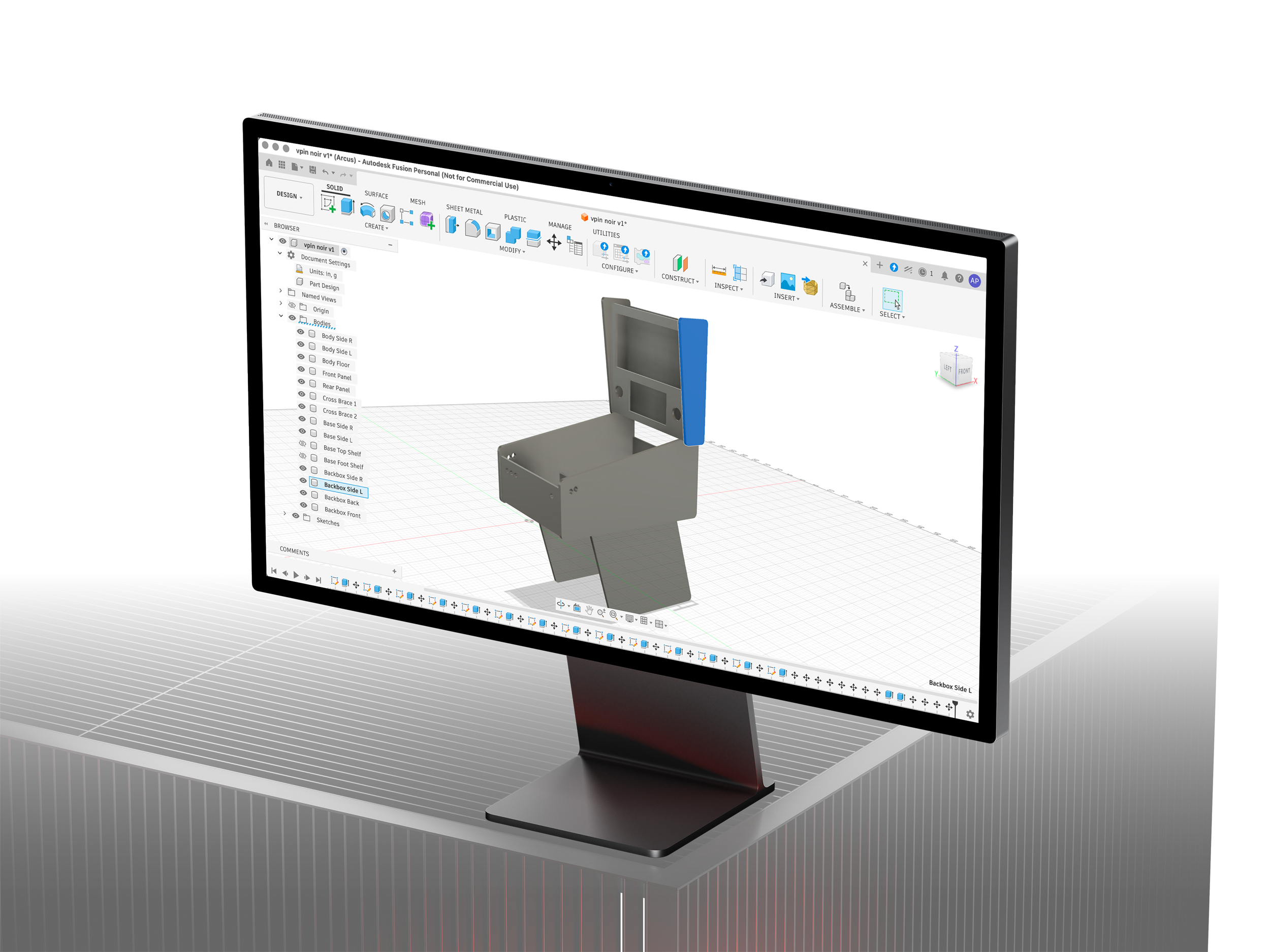 VPIN Modern cabinet modelled in CAD