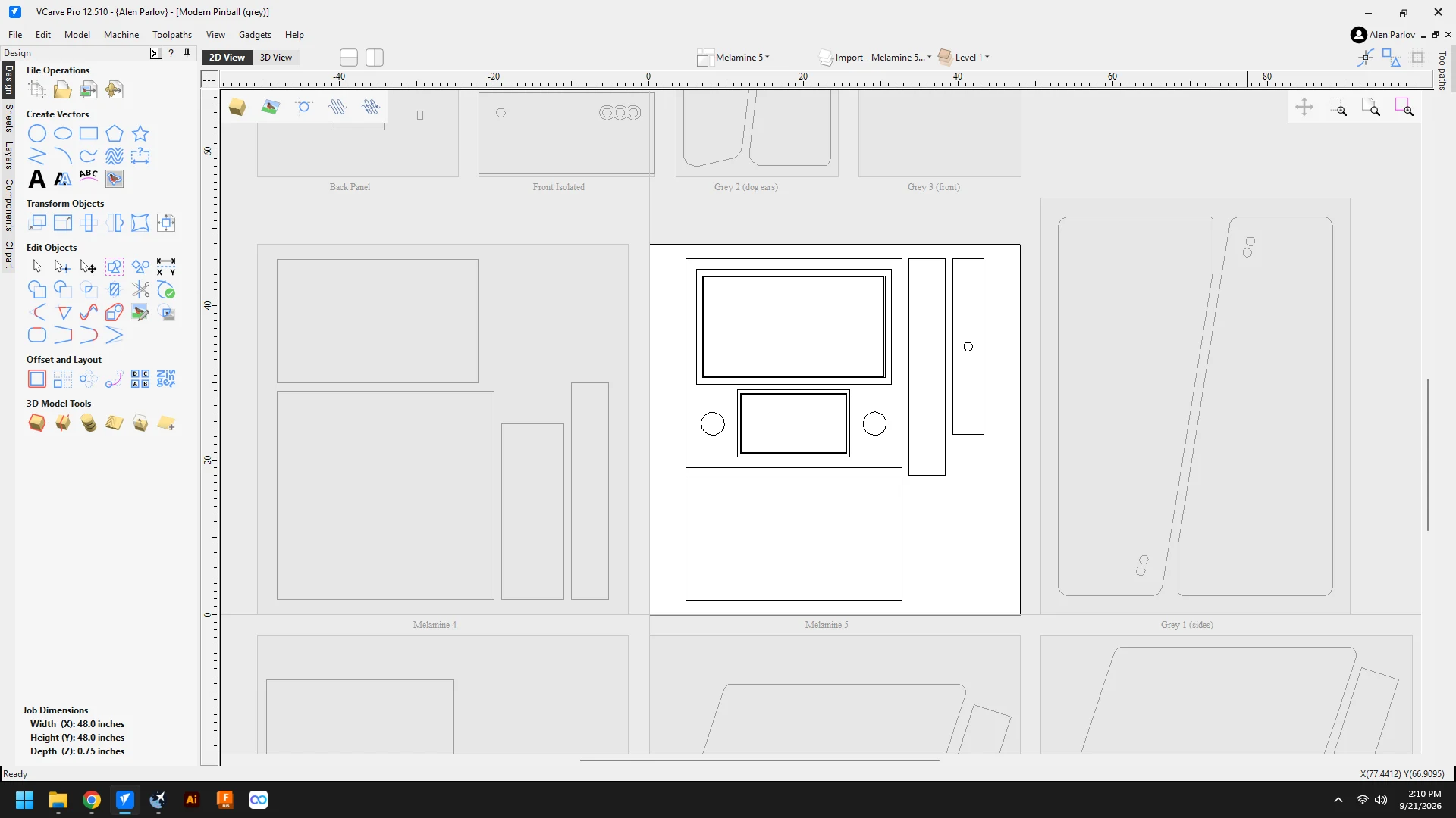 VPIN Modern cabinet modelled in CAD